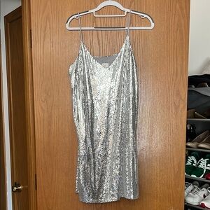 A New Day Silver Sequin Mini Slip Dress